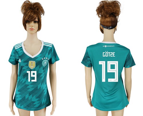 Women's Germany #19 Gotze Away Soccer Country Jersey - Click Image to Close